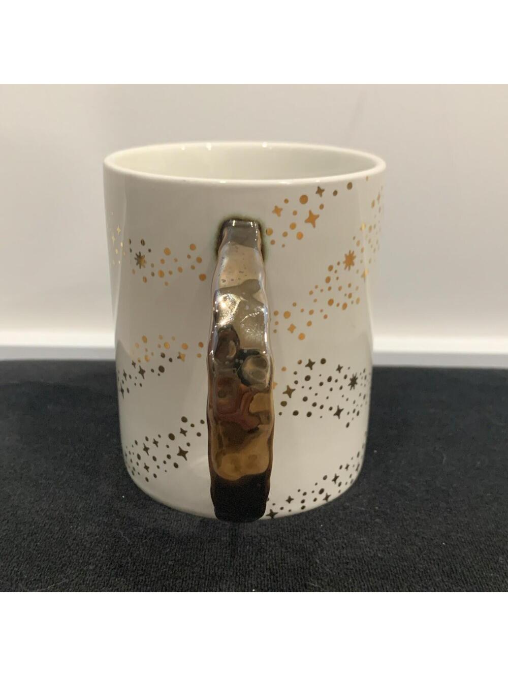 Paper Destiny Gold Stars Mug White Ceramic Gold Handle - Picture 4 of 9